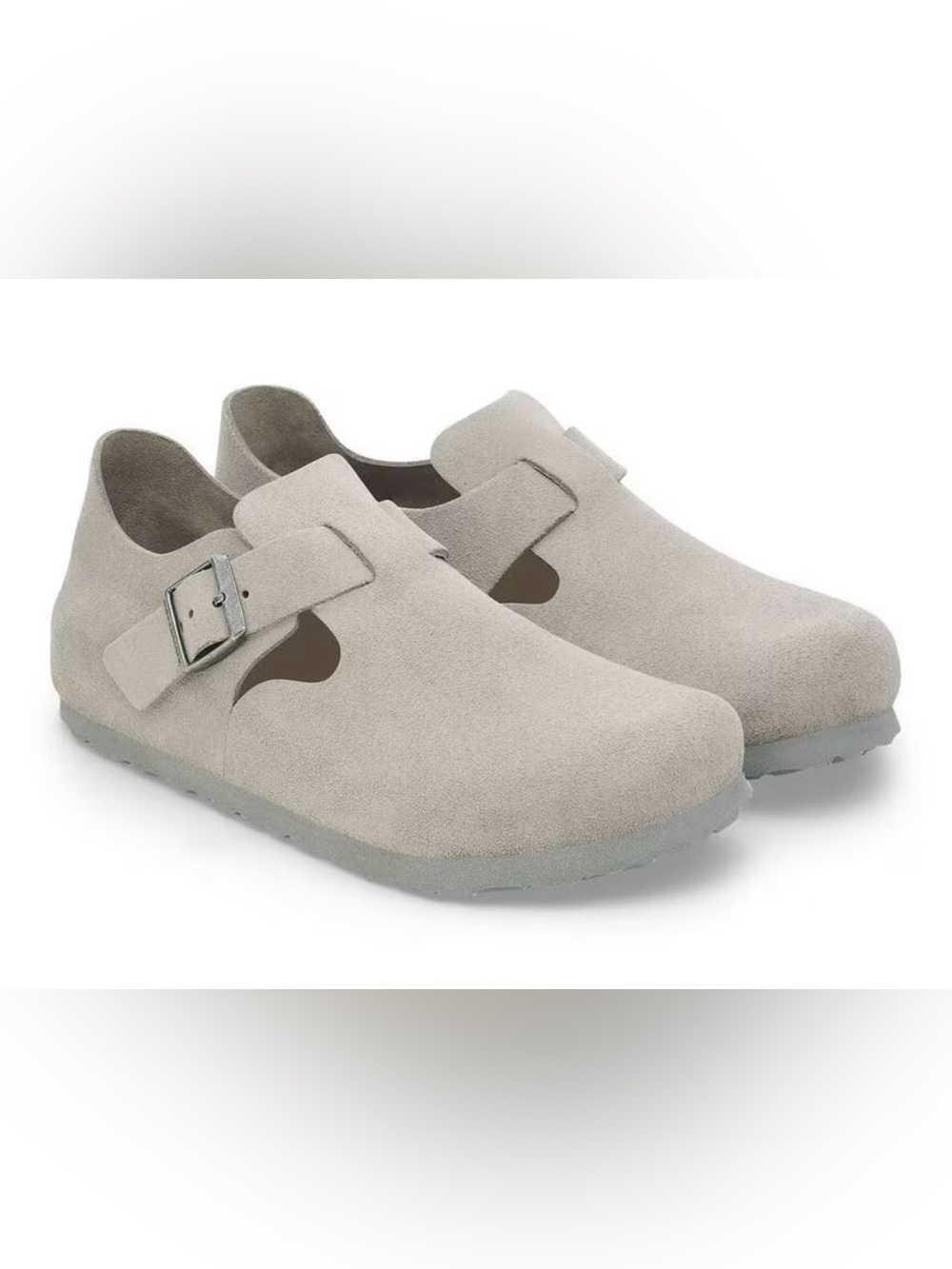 Birkenstock Women's Suede Mules in Light Gray